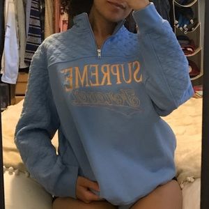 CHAMPION BLUE SUPREME FOREVER HALF ZIP SWEATSHIRT